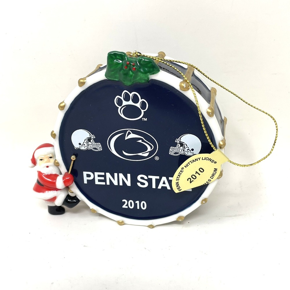 Retired 2010 Danbury Mint PENN STATE Nittany Lions CHRISTMAS DRUM Ornament: NCAA